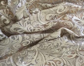 Mocha Metalic Lace Fabric BTY