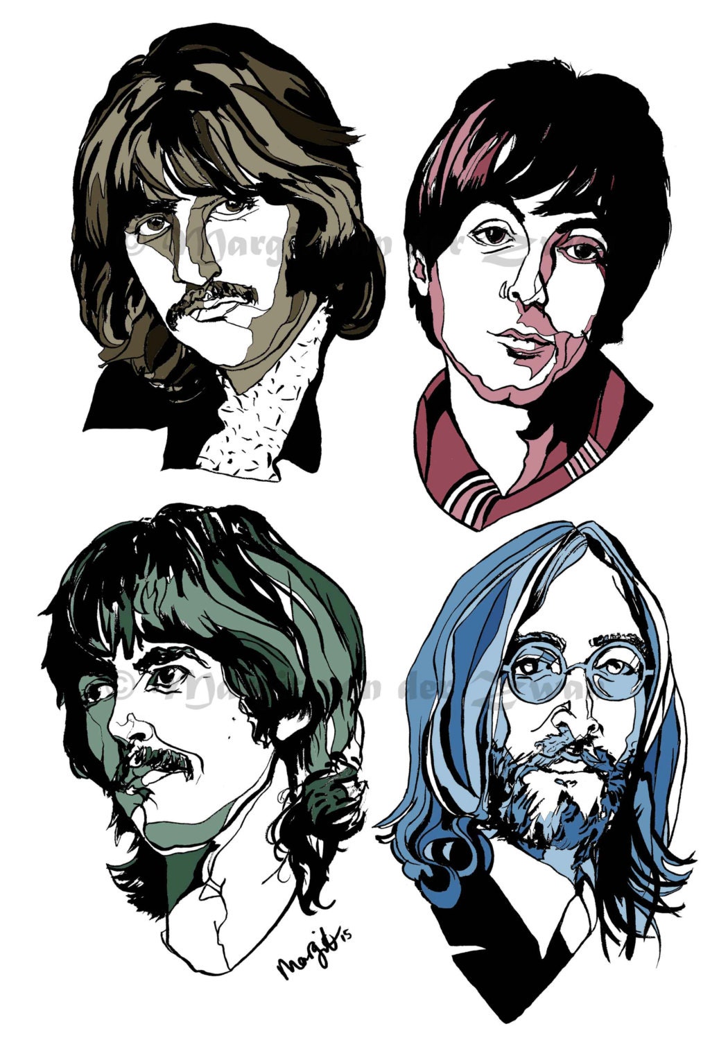 Famous Beatles Pencil Drawing