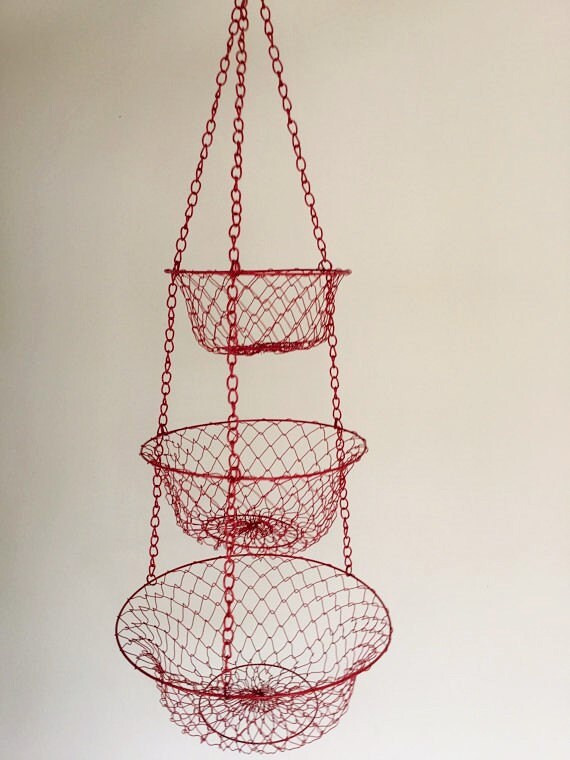 Mid Century Hanging Metal Mesh Baskets 3 by YourGreatestStory