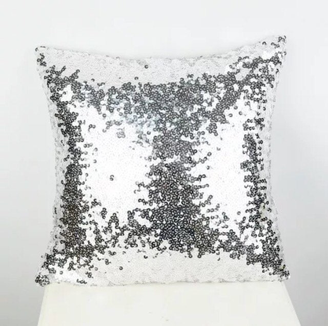 Silver sequin pillow case by CrazyPillowLadies on Etsy