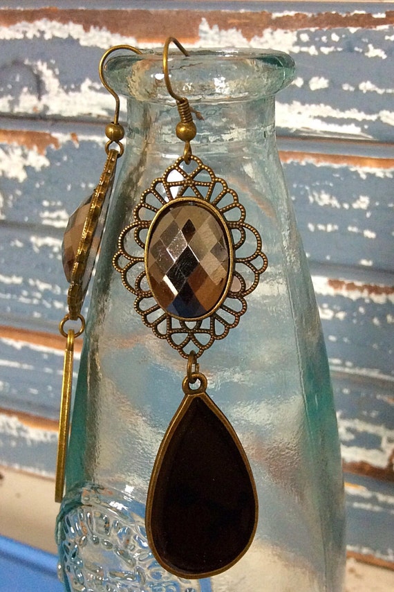Classic Bronze And Black Earrings by on Etsy