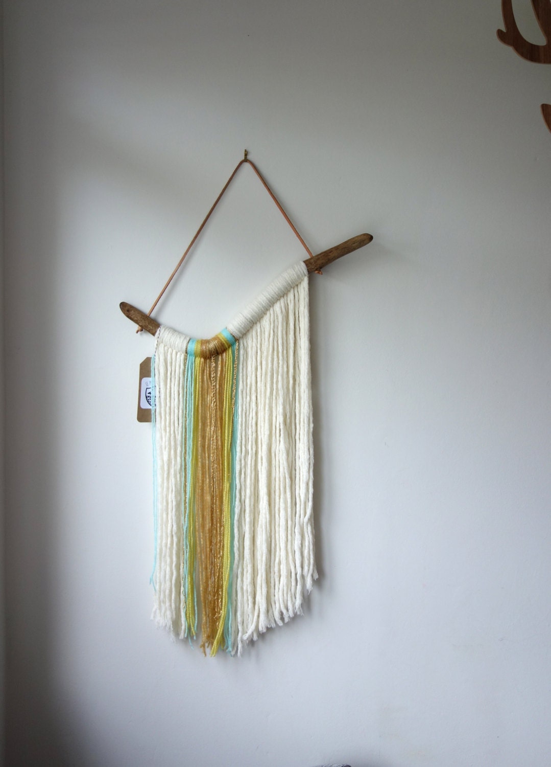 Driftwood yarn wall hanging / Waterfall / textile