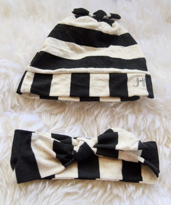 Black and Creme Swaddle Set Soft and stretchy by JMCustomDesign
