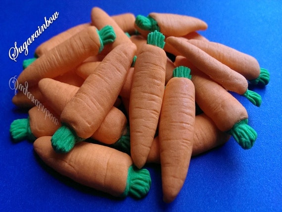 25 Edible Sugar Carrots Ve Ables Decorations For Cake