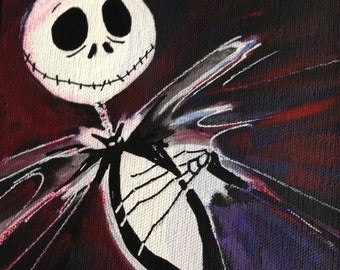 Nightmare before Christmas inspired original 6x6 acrylic on