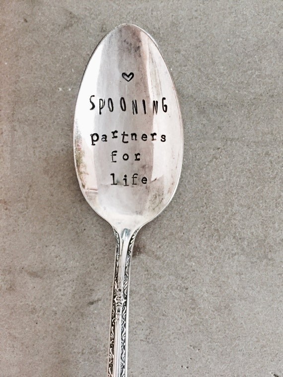 Stamped Silver Spoon Love Spoon Gift For Him by SweetThymeDesign