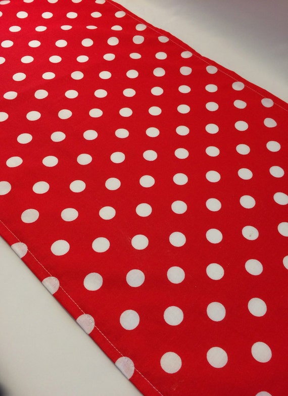 Red and White Polka Dot Table Runner Accent Table Mat or