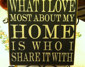 What I Love Most About My Home is Who I Share it With 12x12 sign