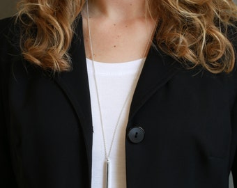 Long Necklace Long Silver Necklace Sterling Necklace Jewelry Layers Necklace Layering Necklaces Simple Necklace Modern Necklace on Sterling