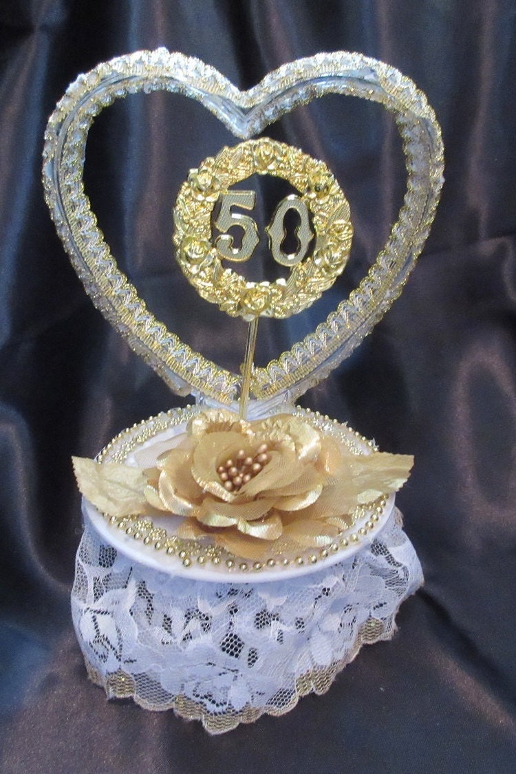 Golden 50th Wedding Anniversary Cake Topper By 1topper On Etsy 