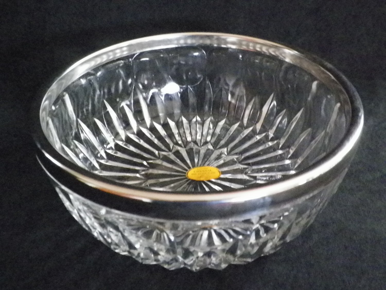 Leonard Crystal Bowl With Silver Plated Rim by JSVintageVillage
