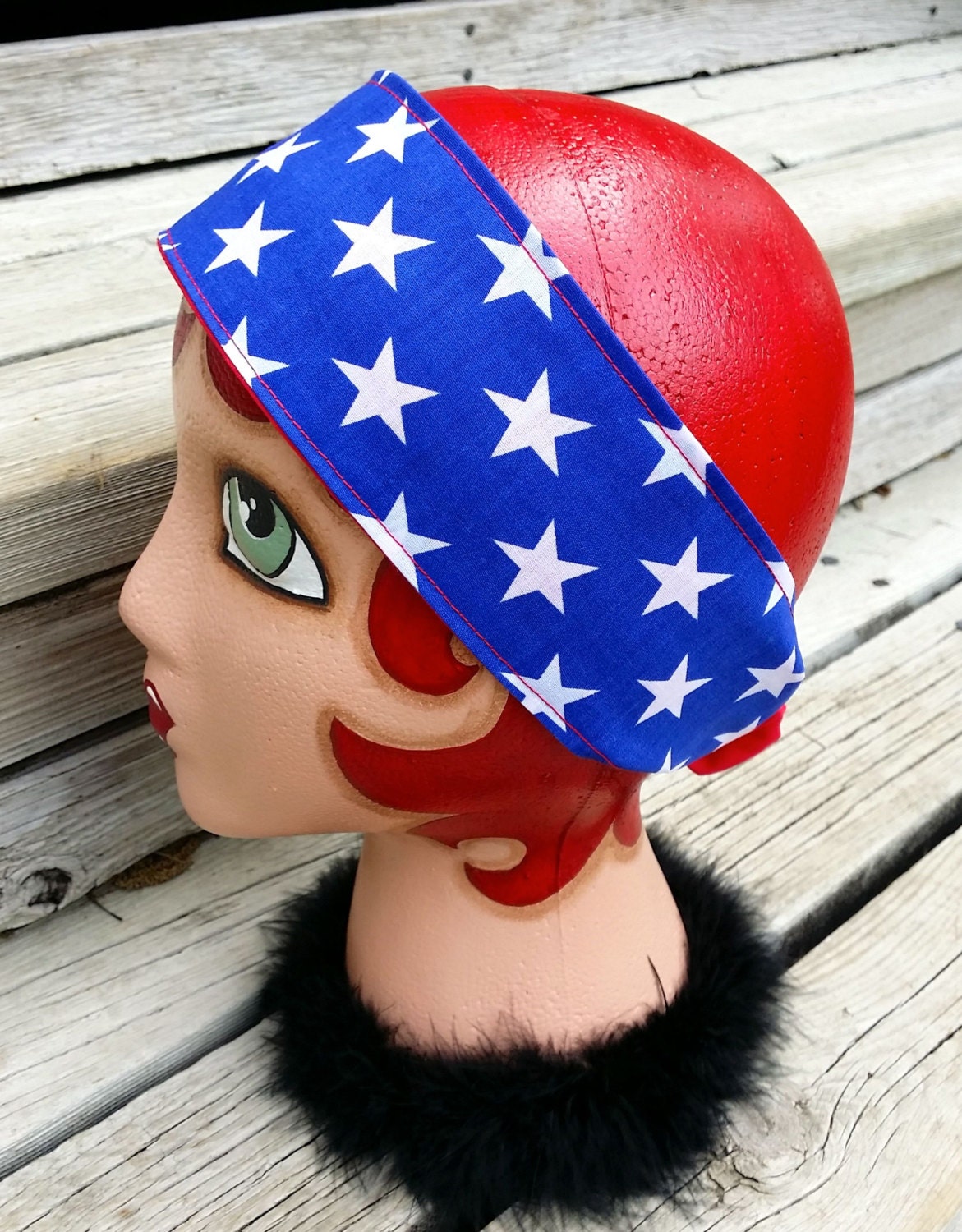 Women's Headband Biker HeadWrap Wide by RockabettieBoutique