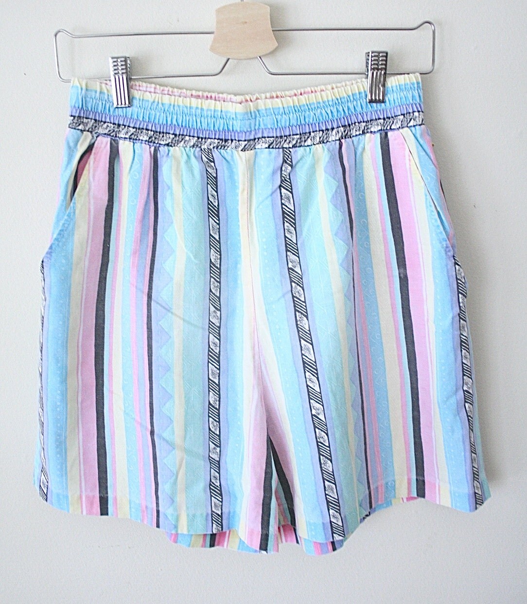 80s/90s Striped Shorts High Waisted Shorts by DownHouseVintage