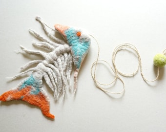 Cat toy, felted cat toy fish skeleton, cat treat, cat lover gift, gift for cat, cat play