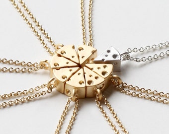 Friendship Necklace, Cheese Necklace, Best Friends Necklace, BFF Gift, 3D Tiny Cheese Necklace, Food Jewelry, Minimalist, Modern Jewelry