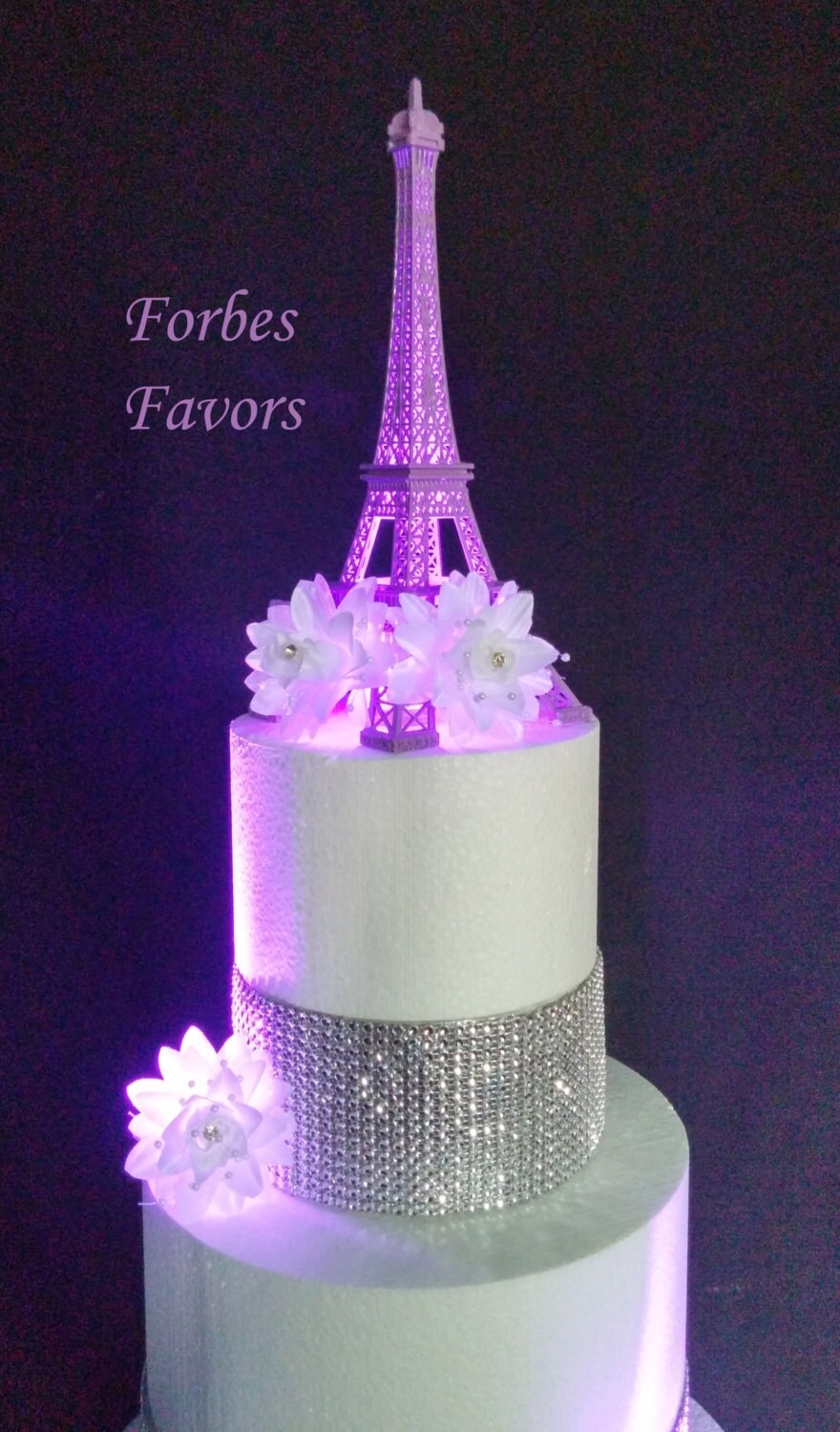 10 Inch Purple Metal Eiffel Tower Paris Theme Weding Cake