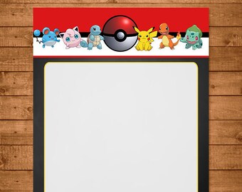 Pokemon Stationery Red & White - Pokemon Party Favors - Pokemon Party Supplies - Pokemon Printables