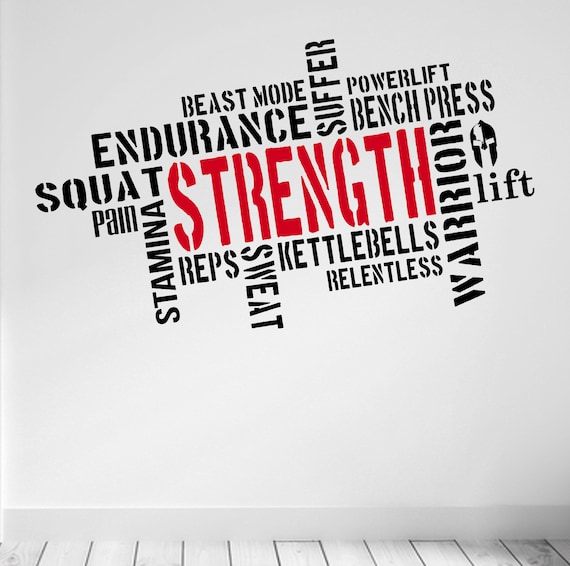 Pro Design STRENGTH Wall Fitness Decal Word Cloud Quote 5