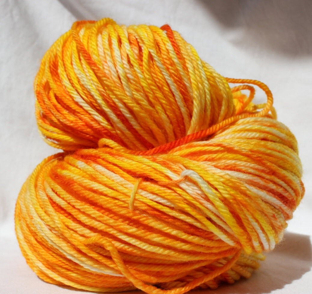 Hand dyed yarn Yellow / orange yarn worsted weight