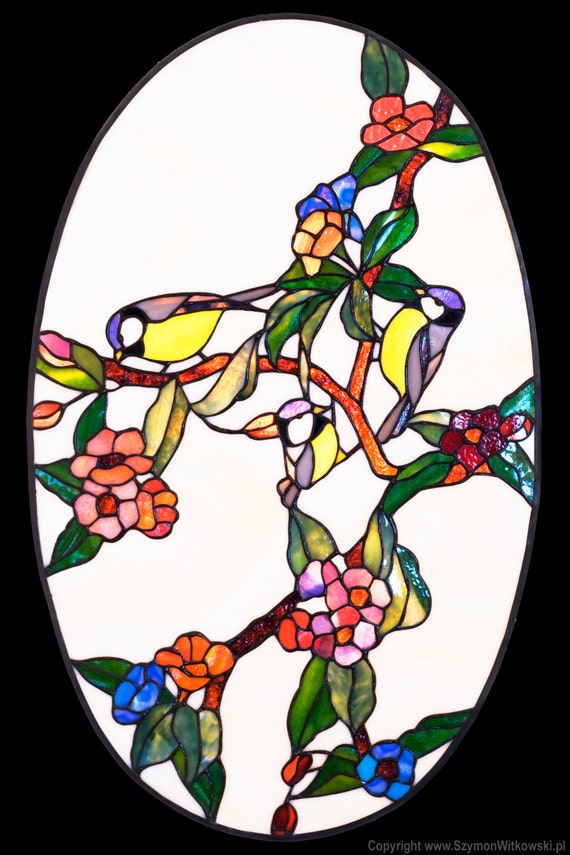 Stained Glass Panel, Stained Glass Window, Window Hangings, Window Panel, Stained Glass Insert, Stained Glass Ornaments, Bird Decor
