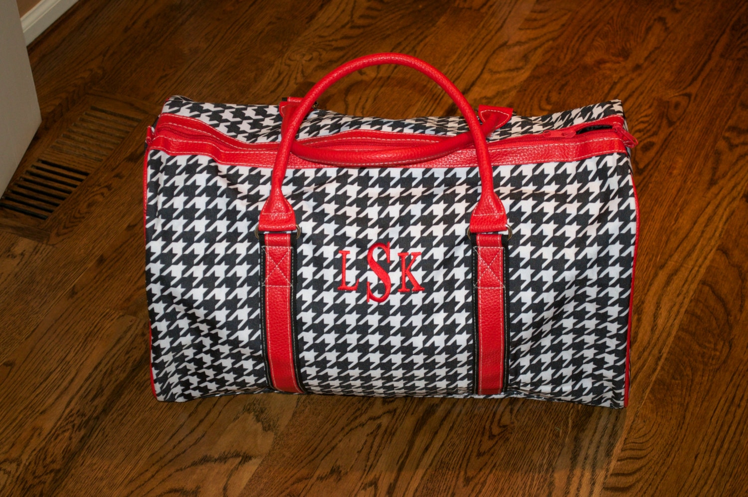 SALE Personalized Houndstooth Duffle Bag by MJMonograms on Etsy
