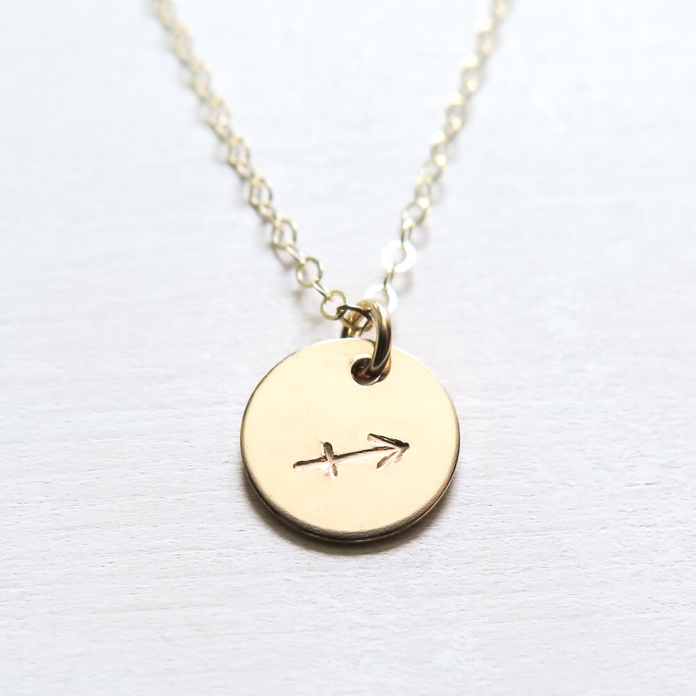 Gold Zodiac Necklace Gold Filled Zodiac Jewelry Hand Stamped