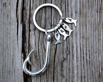 Gifts for Men Hooked on you Keychains Fish hook Key Ring Personalized Gifts Anniversary Gifts Gift for him Valentines Day Boyfriend Gifts