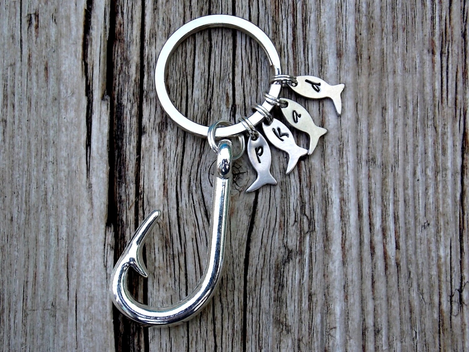 Gifts for Men Hooked on you Keychains Fish hook Key Ring