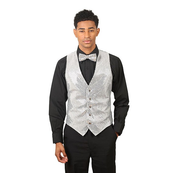 Men's silver sequin vest