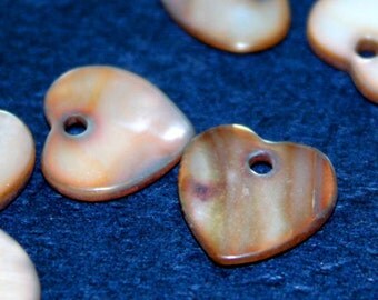 50 pcs 11x12 mm Nacre Heart Bead Brown Color