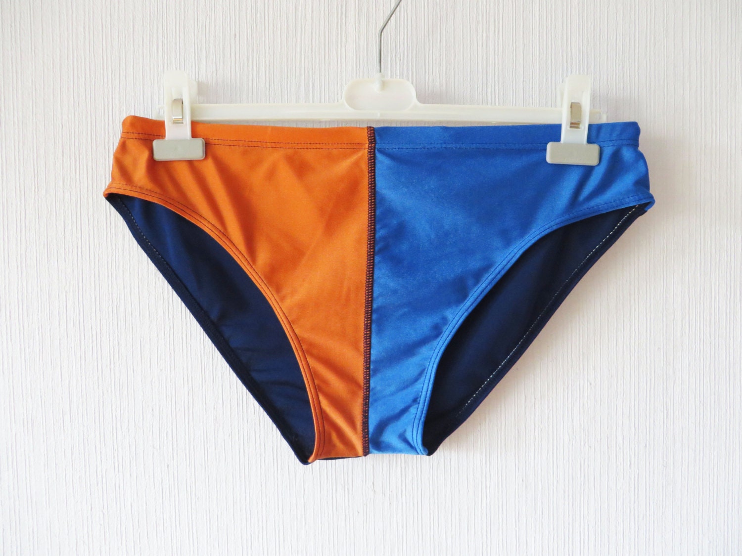 Vintage Orange Blue Mens Swimwear Beach Swim by MenswearFashion