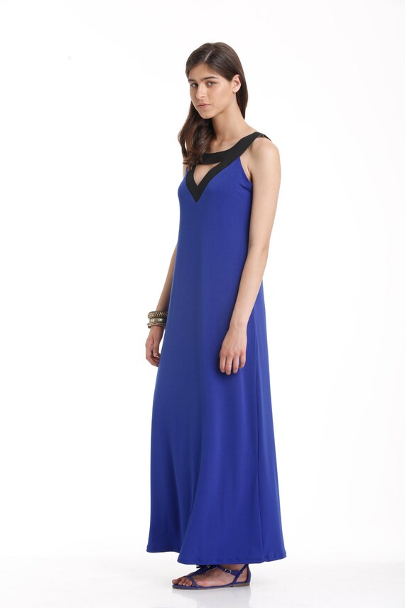 SALE - Blue maxi dress, Sexy summer sleeveless dress, Comfortable maxi ...