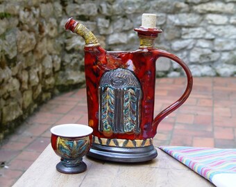 Wheel Thrown Ceramic Pitcher, Pottery Pitcher, Handmade Jug, Ceramics and Pottery, Clay Bottle, Danko Pottery Handmade