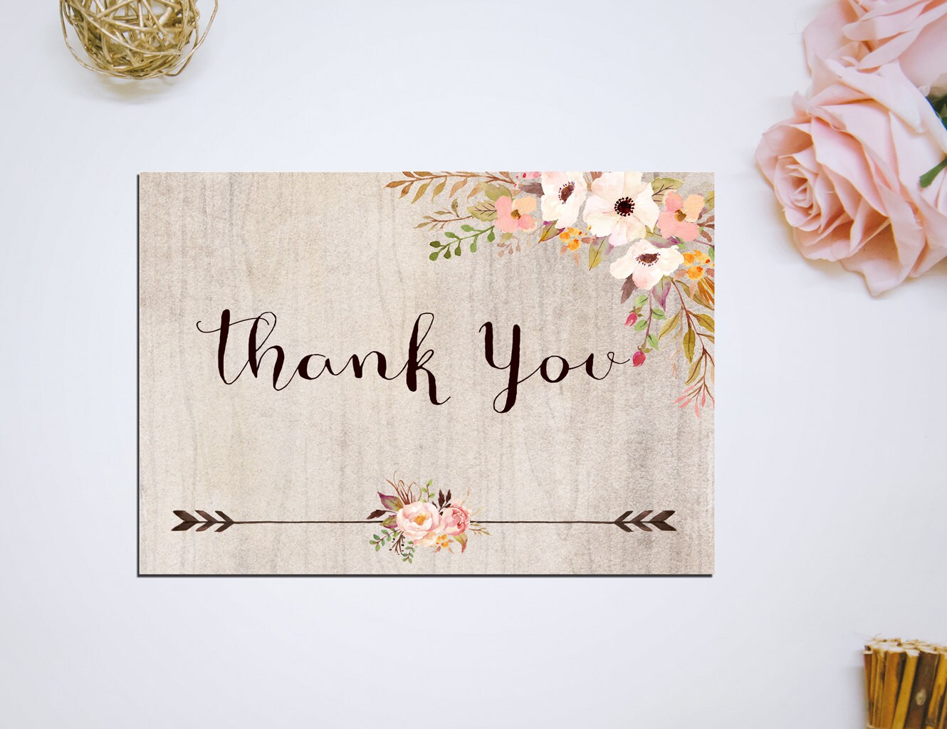 Printable Rustic Floral Thank You Card Bridal Shower - vrogue.co