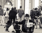 Florence Italy Piazza/Fine Art Photography/Metallic Paper Print/Classic Italy/Travel Photography/B&W Silvertone/Street Performer/Anne Groton Florence Italy Piazza/Fine Art Photography/Metallic Paper Print/Classic Italy/Travel Photography/B&W Silvertone/Street Performer/Anne Groton