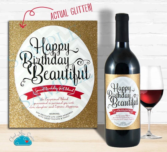 happy birthday wine label with real glitter birthday gift for happy birthday wine label with real glitter birthday gift for