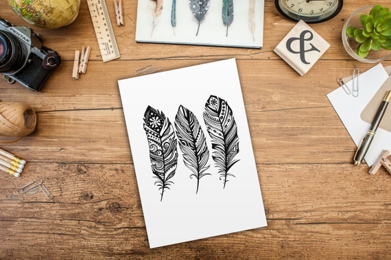Feather Artwork Feather Art Print Feather by TwoBrushesDesigns