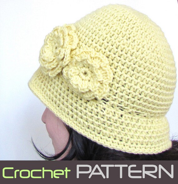 Cloche Hat Crochet Pattern Cloche with Two by KnitteryDesigns