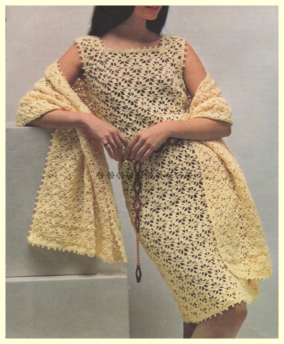 Vintage 1970's Crochet Pattern to make A Sleeveless Square