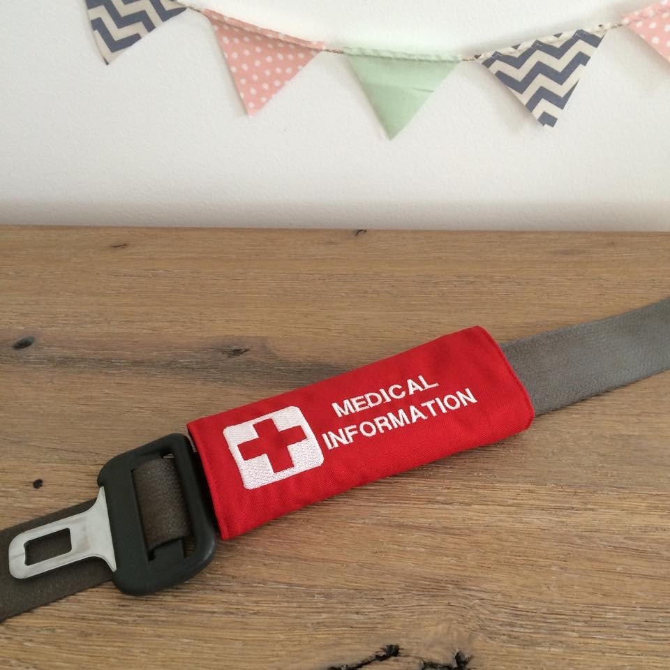 Medical Information Seat Belt Cover
