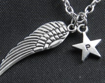 Faith Cross and Angel Wing Charm Necklace