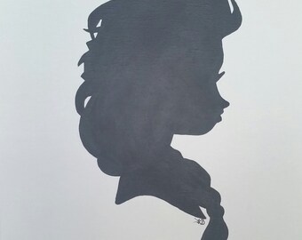 Items similar to Disney princess Elsa silhouette painted on canvas on Etsy