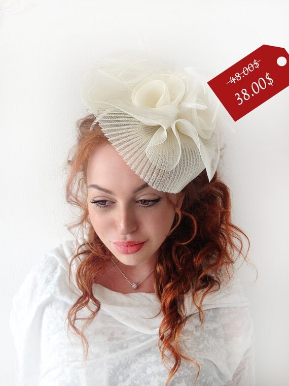 Ivory Fascinator Ivory Wedding Fascinator Hat by MissCocoBoutique