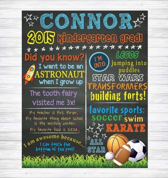 kindergarten graduation chalkboard sign preschool by kmwdesigns
