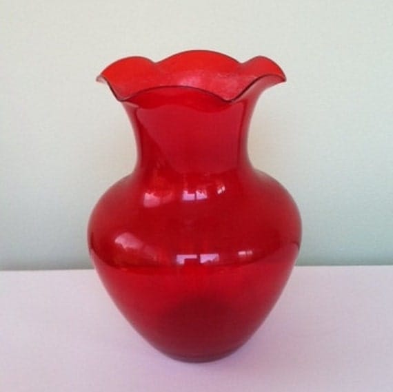 Red glass vase antique vintage