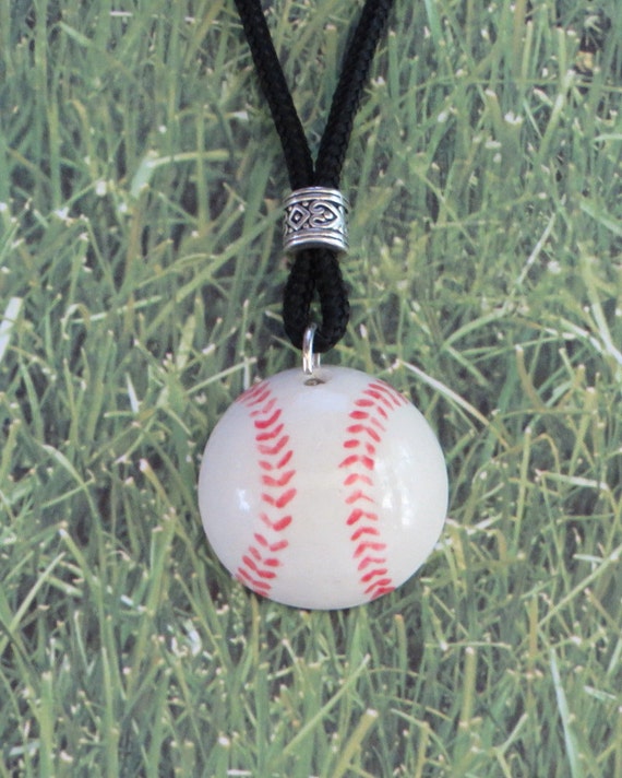 Items similar to Handmade and hand painted ceramic baseball pendant on
