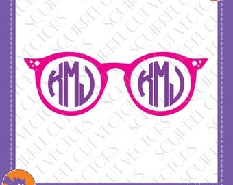 Funky Sunglasses Monogram Frame SVG DXF EPS Cutting files