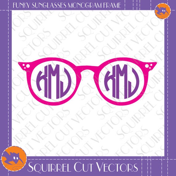 Download Funky Sunglasses Monogram Frame SVG DXF EPS Cutting files