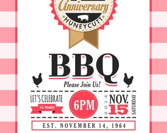  50th  Anniversary  BBQ  Invitation  DIY by PattyJeanStationery 