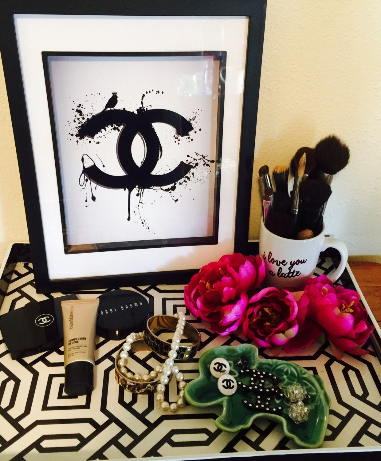 11.5 x 14.5 Black & White Framed Chanel Art Print